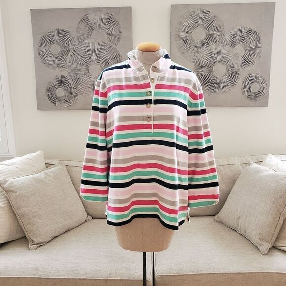 Talbots Striped Button Up Pullover Sweatshirt sz 3x - Picture 1 of 10